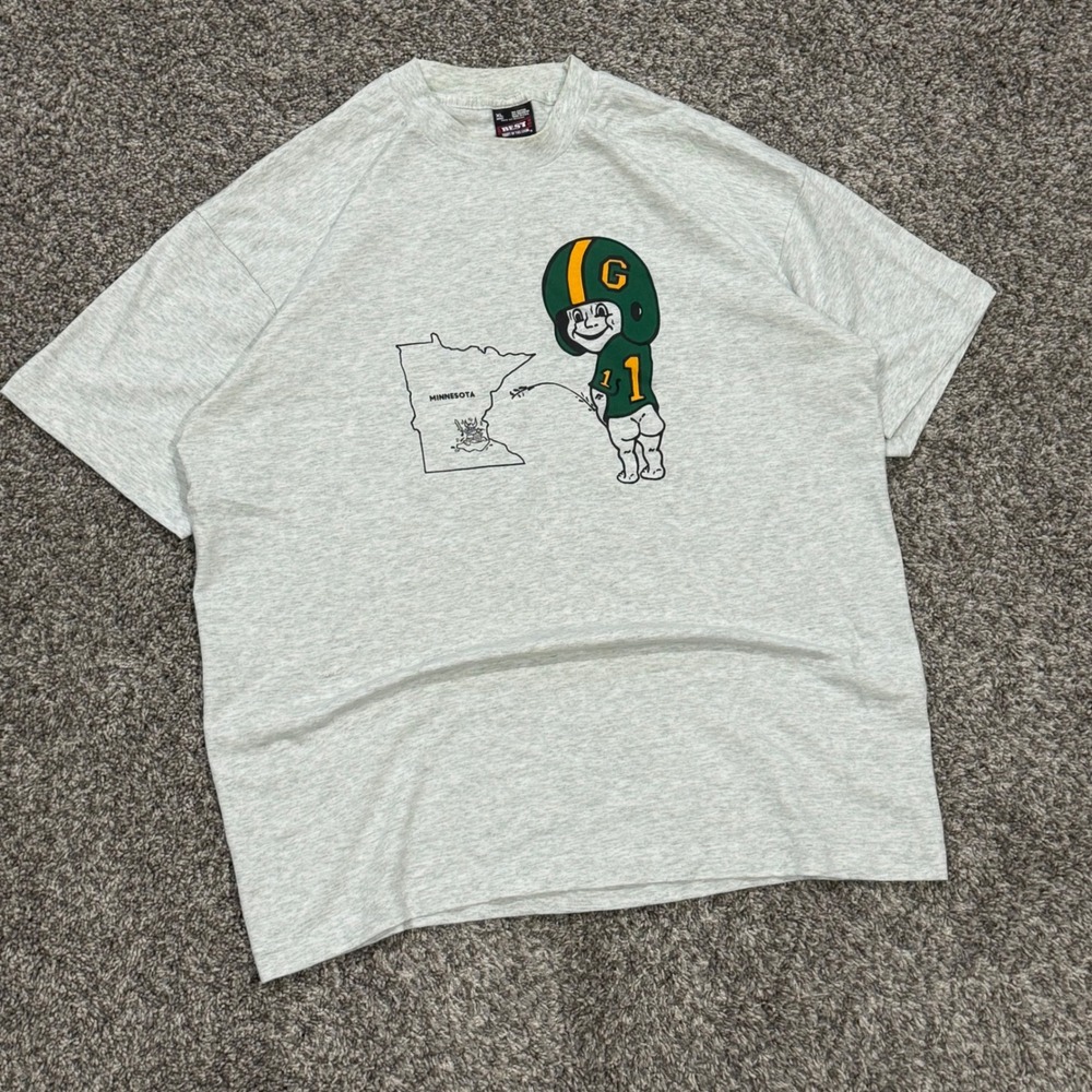 Vintage 90s FOTL Best Green Bay Packers Minnesota Rivalry Funny T-Shirt Mens XL